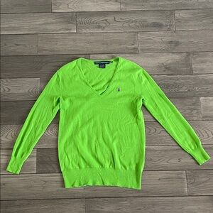Ralph Lauren Sport Bright Green V-neck Sweater